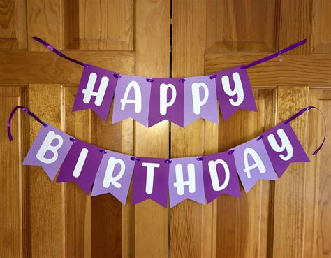 Purple Happy Birthday Banner Birthday Decorations Birthday | Etsy