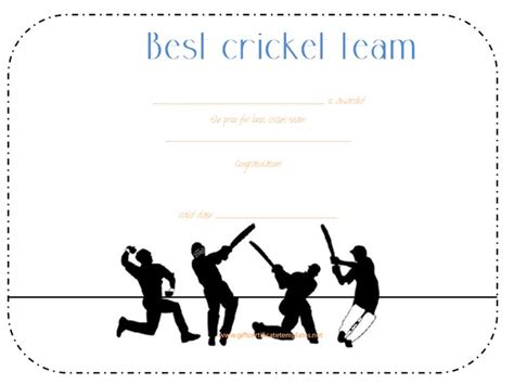 Best Cricket Team Award Certificate Template - Certificate Templates ...