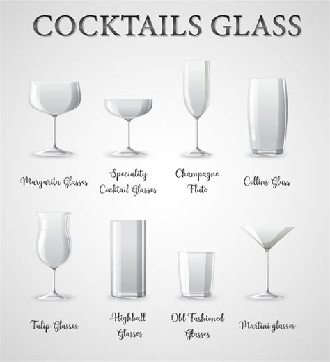 Types of cocktail glasses 8273608 Vector Art at Vecteezy