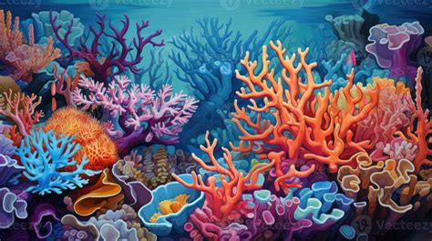 Underwater sea world. Ecosystem. Bright multi-colored corals on the ...