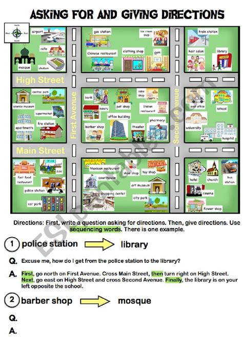 Asking For and Giving Directions - ESL worksheet by al295801 | High ...