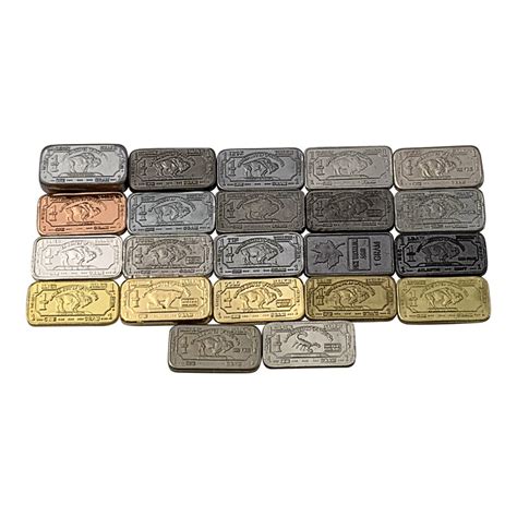 The Full Monty 17 x 1 gram Bullion\Buffalo Metal Ingot Set. Includes ...