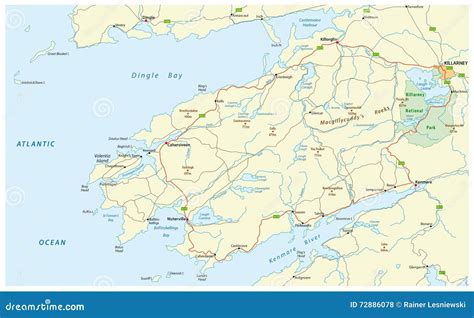 Road Map Ring of Kerry, Ireland Stock Illustration - Illustration of ...