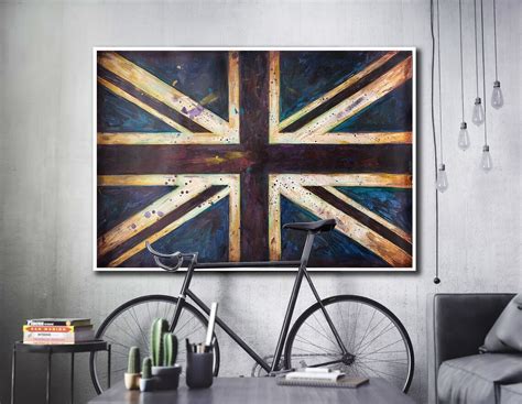 Great Britain Flag Wall Art British Art Hand Painted Flag - Etsy