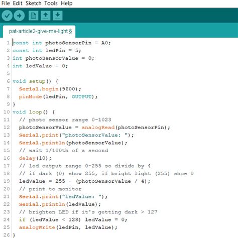 Arduino light sensor and illumination example - Pat Howe's Blog