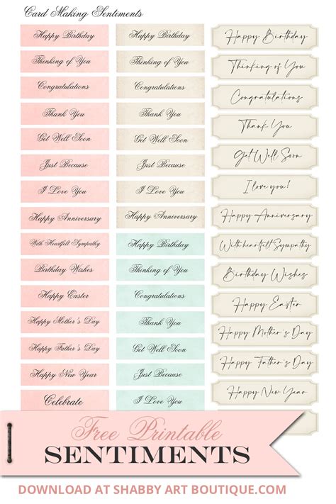 Free Printable Sentiments for Card Making - Shabby Art Boutique