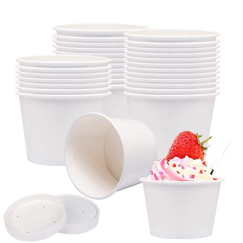 Buy Paper Ice Cream Cups with Paper Lids, Paper Hot/Cold Soup Cups with ...