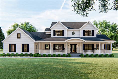 Plan 62580DJ: 4-Bed Farmhouse Plan with 2-Story Family Room | Farmhouse ...