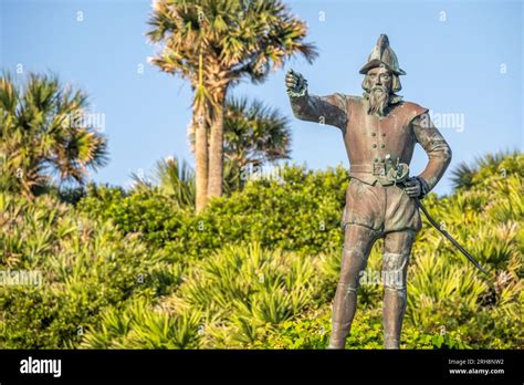 Statue of Juan Ponce de Leon, Spanish explorer who led the first known ...