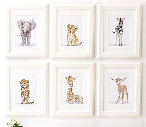 Safari Nursery Print set of 6 Safari animals African Baby