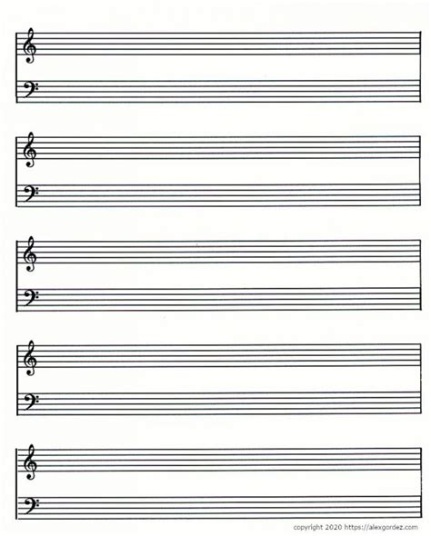 Alex Gordez Guitarist | Blank Printable Treble And Bass Clef Sheet ...