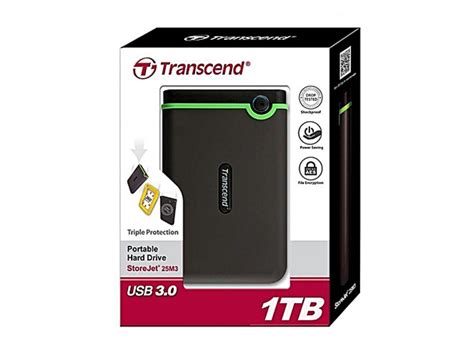 Transcend StoreJet 25M3 Portable Hard Drive 3.0 SATA 1TB | Office ...