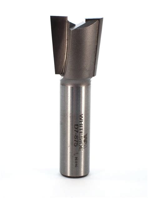 Dovetail Router Bit, 7/8 Dia, 7deg Angle, 1/2 Shank, Whiteside D7-875