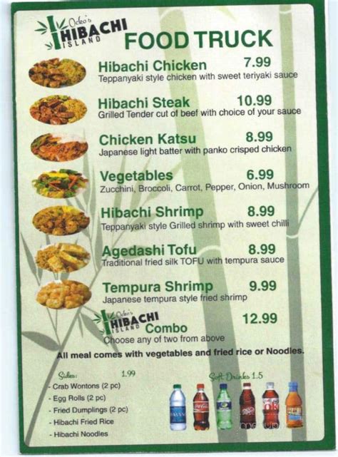 Menu of Ocko's Island Hibachi Food Truck in Little Rock, AR 72205