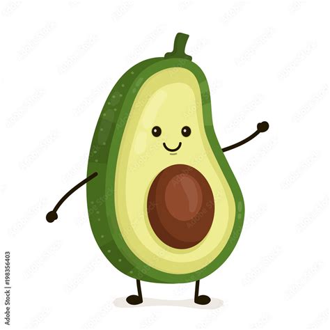 Funny happy cute happy smiling avocado Stock Vector | Adobe Stock