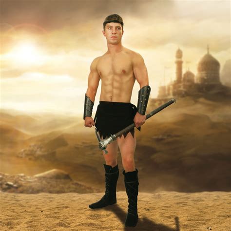 Suede Loincloth Men's Fantasy Warrior Costume | Museum Replicas