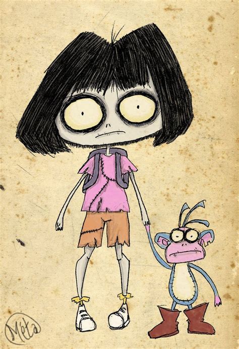 a drawing of a cartoon character and a monkey