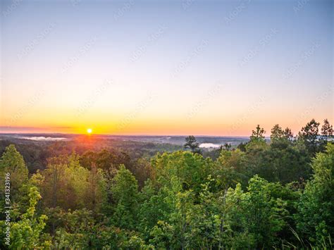 Sunrise from scenic overlook near Cheaha Mountain State Park in ...