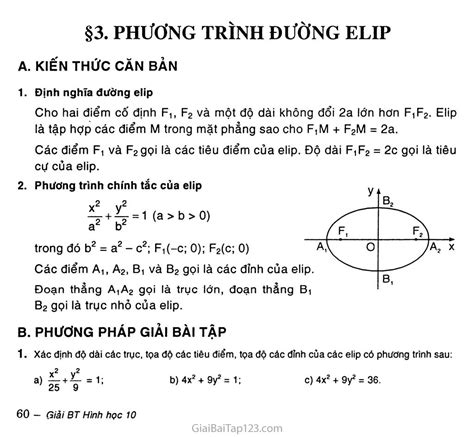 Công Thức Phương Trình Đường Elip Lớp 10 Bài 3: Phương Trình Đường Elip ...