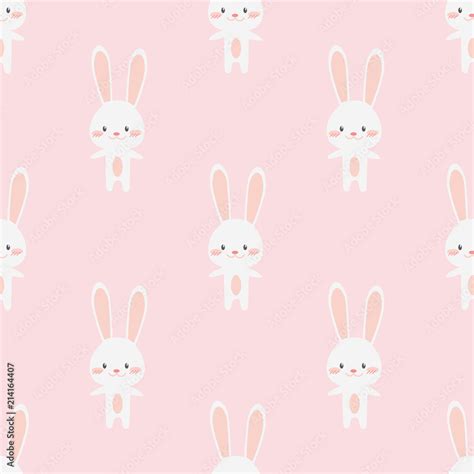 Cute adorable baby rabbit bunny cartoon seamless pattern wallpaper ...