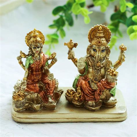 Lakshmi Ganesha - Lord Ganesh Lakshmi Brass idol for Diwali puja Decor ...