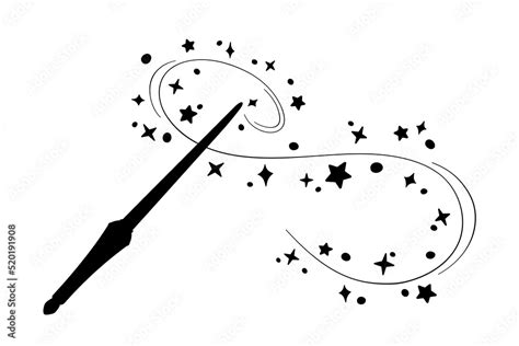 Vecteur Stock Magic wand silhouette in simple style, vector ...