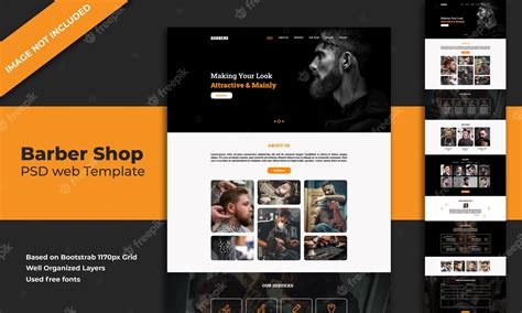 Premium PSD | Barber shop website landing page template