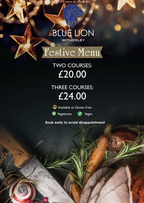 Menu at Blue Lion pub & bar, Witherley, 8 Church Rd