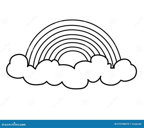 Rainbow Clipart Coloring Page Black Outline Stock Vector - Illustration ...