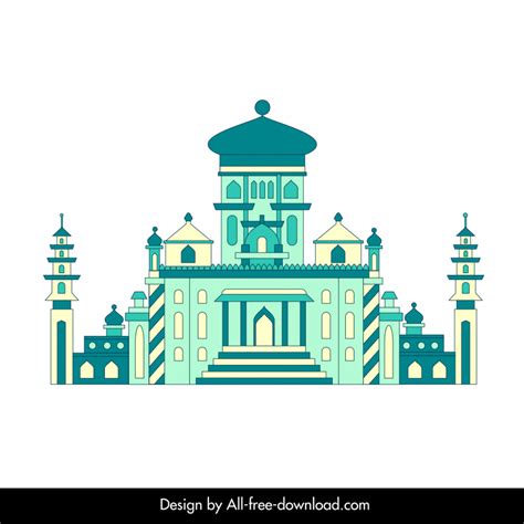 Ahmedabad building architecture icon symmetrical flat sketch Vectors ...