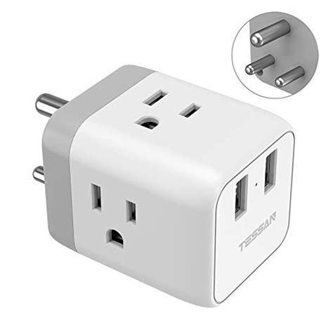 India Power Adapter, TESSAN 5 in 1 Nepal Travel Adapter Plug with 3 US ...