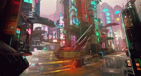 cyberpunk video game concept art low poly 3d render... | OpenArt