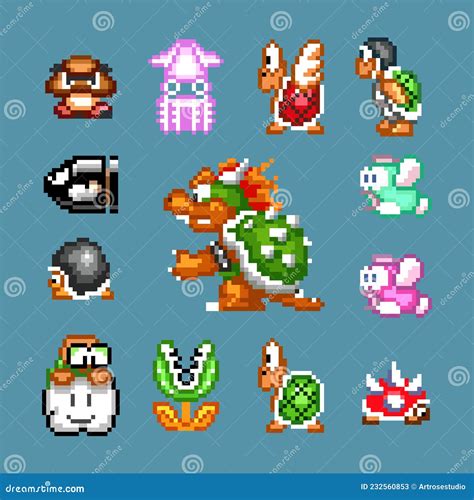 Mario In The Bowser Castle, Art Of 16-bit Super Mario Bros Video Game ...