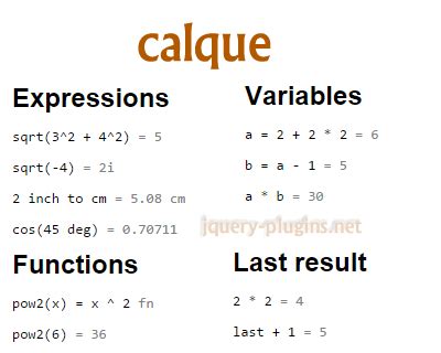 Calque – Improved Calculator with Javascript | jQuery Plugins