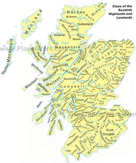 Map of Clans of the Scottish Highlands and Lowlands | PlanetWare