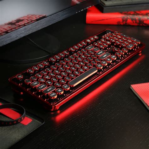 Retro Mechanical Keyboard // Black + Red - Azio® - Touch of Modern