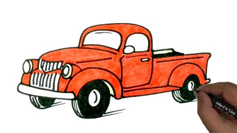 How to draw an old pickup truck easy. - YouTube