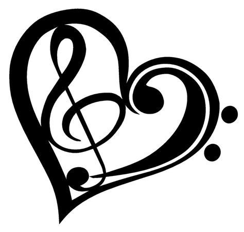 BASS TREBLE CLEF HEART Vinyl Decal Sticker Car Window Wall Bumper Love ...