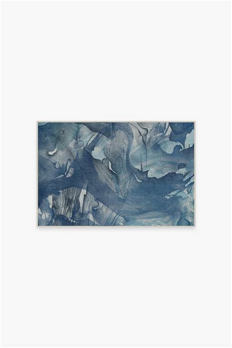 Aurora Space Blue Watercolor Rug | Washable Rug | Ruggable