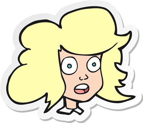 sticker of a cartoon surprised female face 10765123 Vector Art at Vecteezy