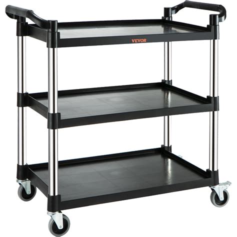 VEVOR 3-Tier Mobile Utility Cart with Lockable Wheels, 220lbs Capacity ...