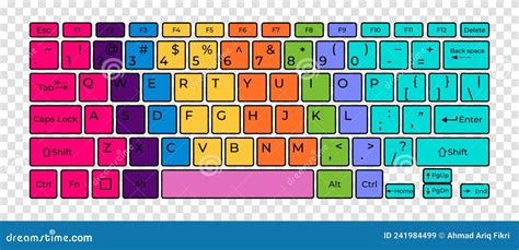 Computer Keyboard Button Layout Template with Letters for Graphic Use ...