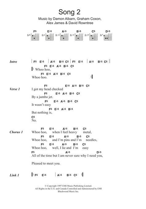 Song 2 by Blur - Guitar Chords/Lyrics - Guitar Instructor