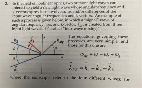 Solved Four wave mixing in nonlinear optics: | Chegg.com