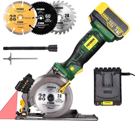 Cordless Circular Saw 20V, POPOMAN 4-1/2" Compact Circular Saw with 4 ...