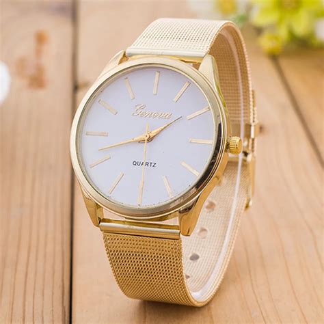 GENEVA Women Ladies Crystal Gold Mesh Band gold color Wrist Watch 30p ...