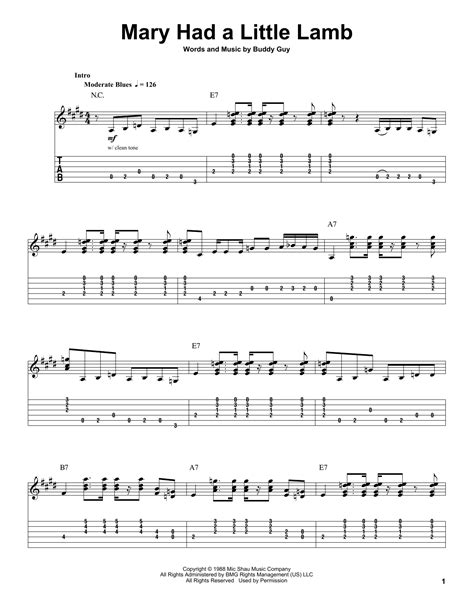 Mary Had A Little Lamb Guitar Tab by Buddy Guy (Guitar Tab – 63098)