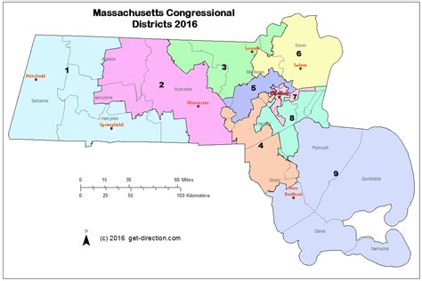 Map of Massachusetts Congressional Districts 2016