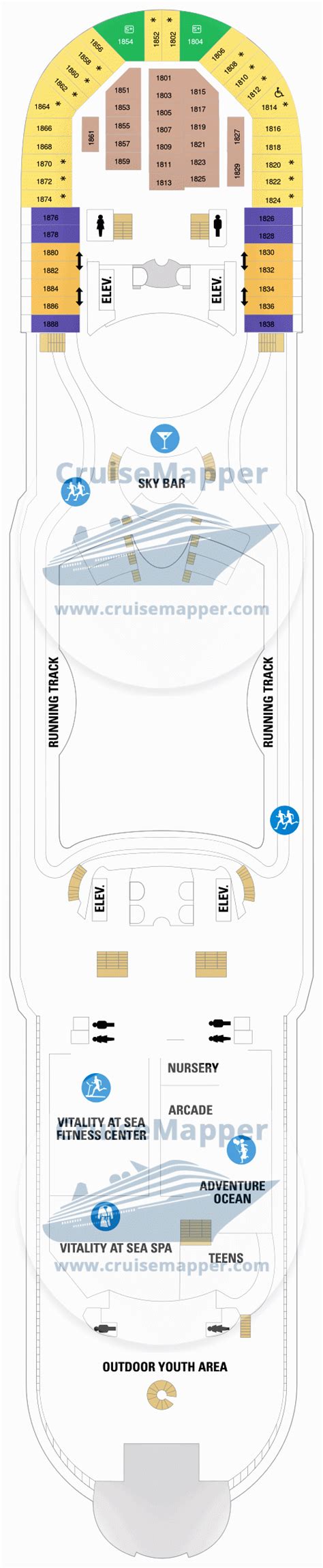 Voyager Of The Seas deck 12 plan | CruiseMapper