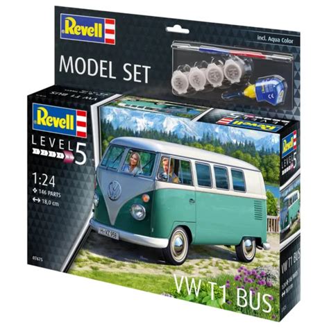 REVELL-GERMANY VW T1 Samba Bus Hardtop w/paint & glue - Plastic Model 1 ...